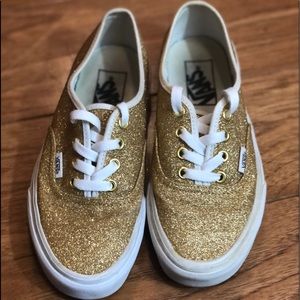 Vans gold glitter Skate Shoes womans size 5.5